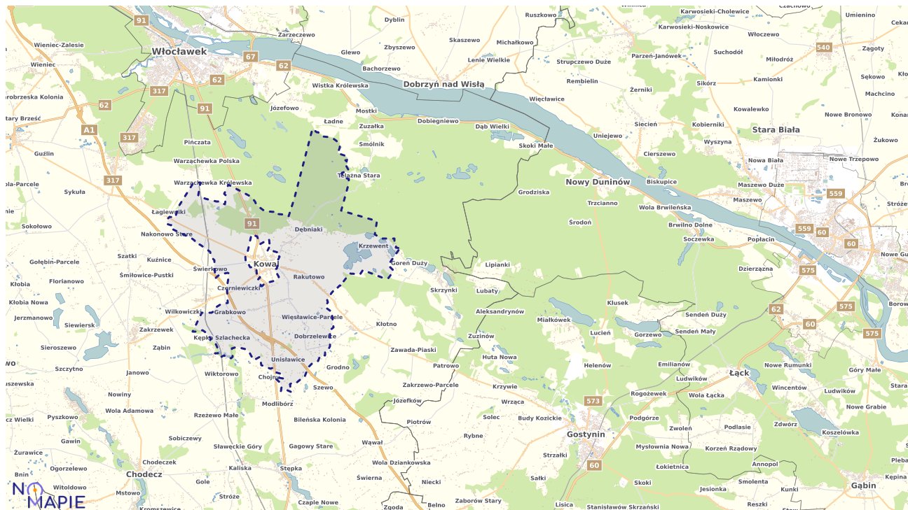 Mapa obszarów ochrony przyrody Kowala